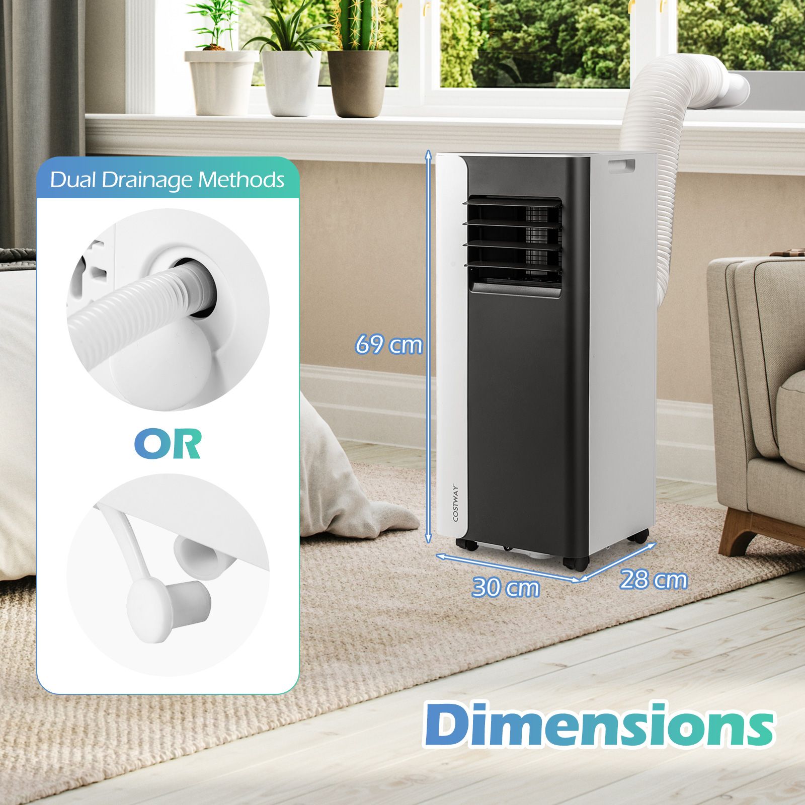 7000 BTU Portable Air Conditioner 3-in-1 with Fan and Dehumidifier