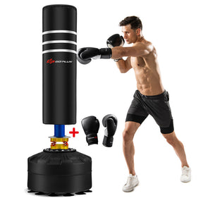 70 Inch Shock Freestanding Punching Boxing Bag with 12 Suction Cup Base and Gloves