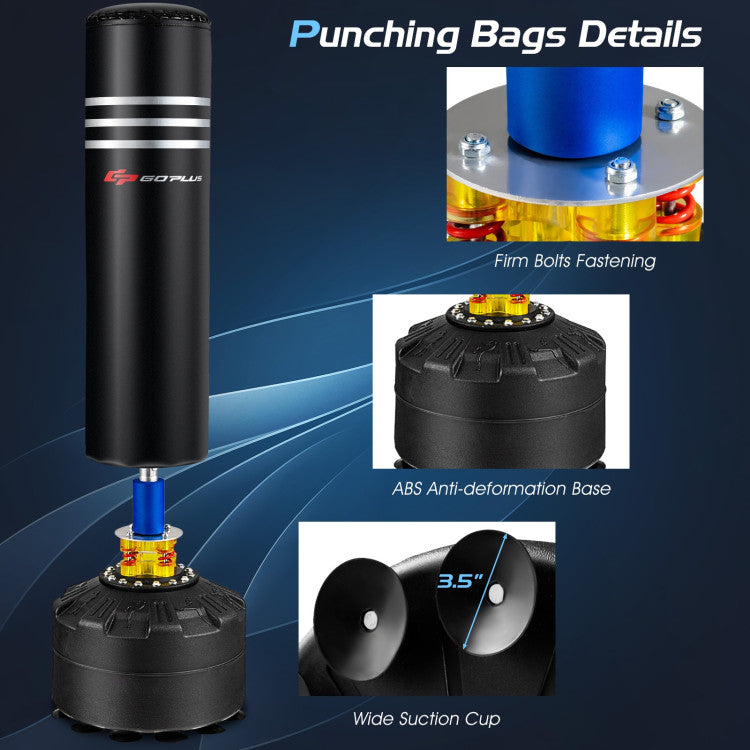 70 Inch Shock Freestanding Punching Boxing Bag with 12 Suction Cup Base and Gloves