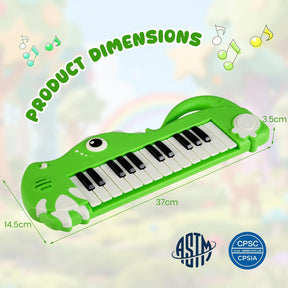 25-Key Kids Piano Keyboard, Dinosaur Shape Toy Digital Piano with Built-in Music & Light