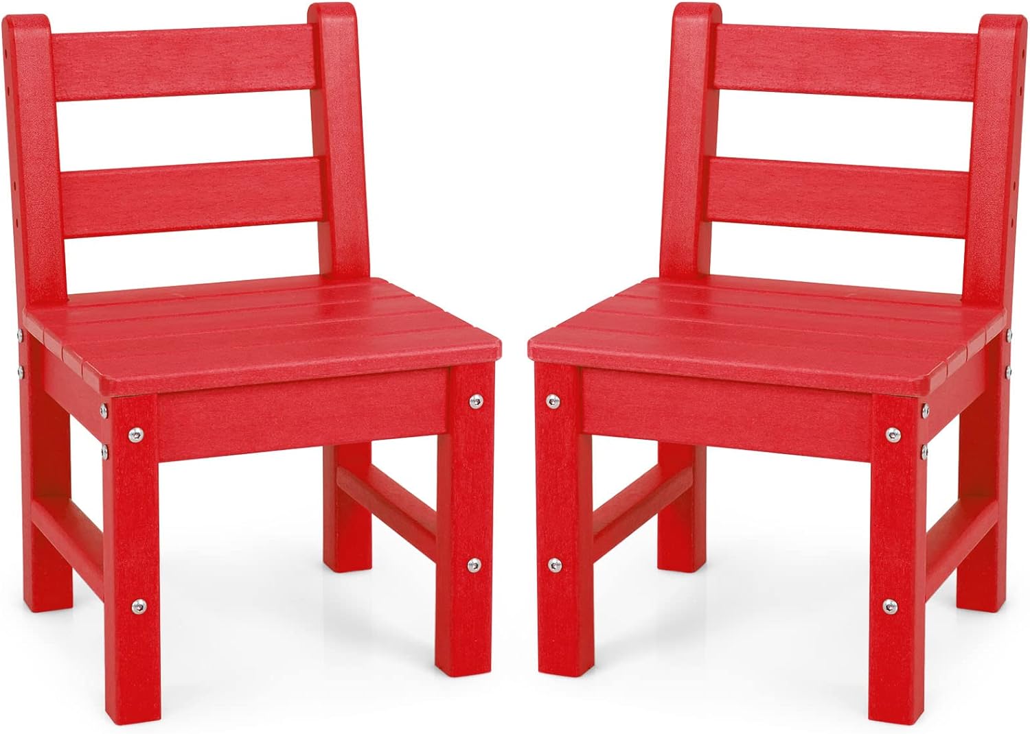 HONEY JOY 2 PCS Kids Chairs, Weather Resistant Heavy-Duty Children Learning Chair w/Backrest