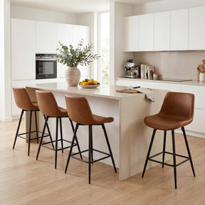 Counter Height Bar Stools Set of 2, 61 CM Bar Chairs with Backs and Footrests