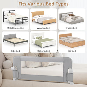 Foldable Bed Rail for Toddlers, Baby Bed Rail Guard w/ Detachable Oxford Fabric Cover & Additional Y-shaped Strap