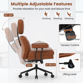 Ergonomic Home Office Chair, Mid Century Modern Computer Desk Chair w/ Wide Tufted Seat