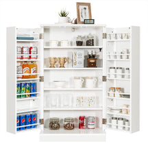 Kitchen Pantry Cabinet, Multifunctional Cupboard w/ 2 Doors & 17-Tier Shelves