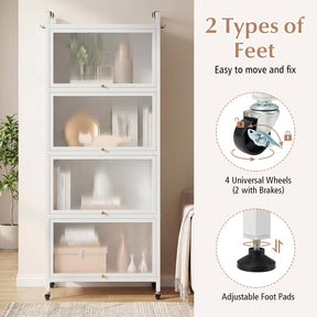 5-Tier Mobile Kitchen Storage Cabinet, Freestanding Metal Pantry Cabinet w/4 Flip-up PC Doors