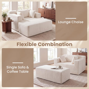 Single Foam Sofa with Ottoman, Boneless Floor Lounge Chair with Pillows for Small Spaces