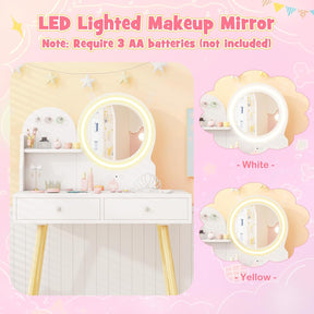 Kids Vanity Set, Princess Dressing Table with Chair