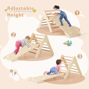 8-in-1 Wooden Triangle Set, Montessori Climbing Toys with Arch Climber, Rocker, Reversible Ramp
