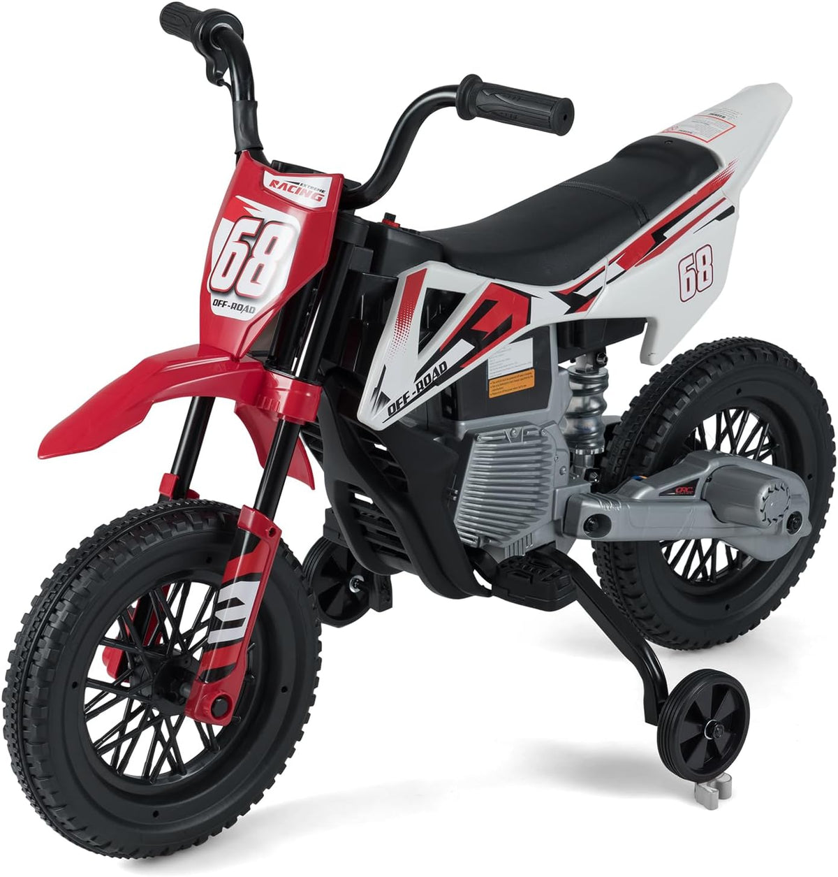 12V Kids Motorcycle, Electric Toddler Ride On Motorcycle with Detachable Training Wheels & Spring Suspension
