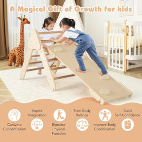 8-in-1 Wooden Triangle Set, Montessori Climbing Toys with Arch Climber, Rocker, Reversible Ramp