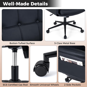 Criss Cross Chair, Adjustable Swivel Vanity Chair with 5-Position Armrests