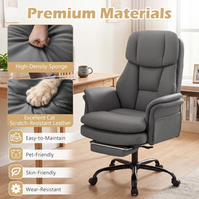 Ergonomic Cross Legged Office Chair, Big & Tall Executive Chair w/Retractable Footrest & 5-Level Adjustable Armrests