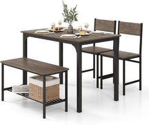 4-Piece Dining Table Set, Kitchen Table with 2 Chairs & a Bench