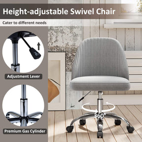 Office Chair, Modern Armless Desk Chair with Curved Backrest & Upholstered Seat
