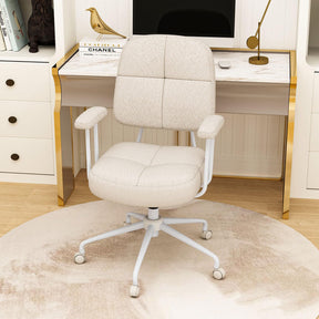 Mid Century Modren Office Chair, Faux Fur Desk Chair w/Armrest & Mid Back