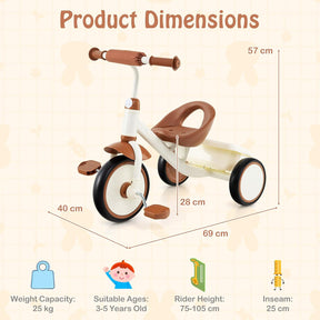 Toddler Tricycle, Kids Trike with Adjustable Seat and Storage Basket