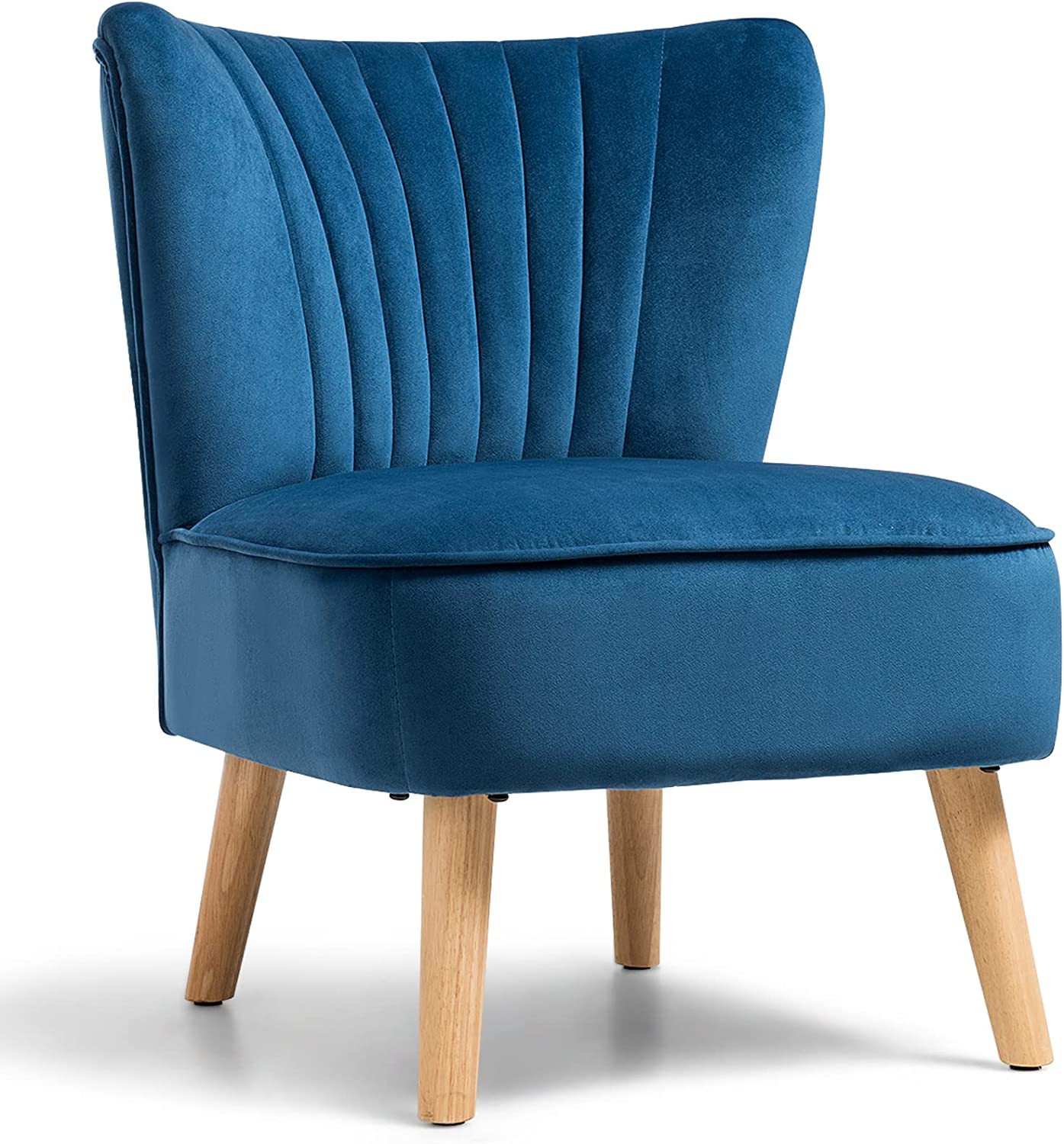 Modern Accent Velvet Chair, Armless Home Office Desk Chair, w/ Thick Padded Seat
