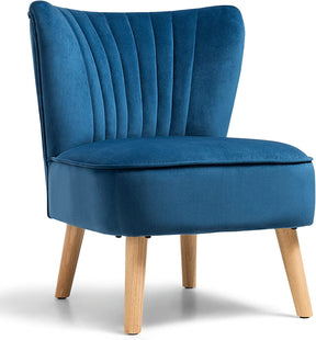 Modern Accent Velvet Chair, Armless Home Office Desk Chair, w/ Thick Padded Seat