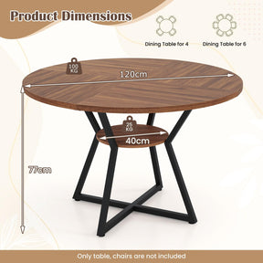 120 CM Dining Table for 4-6 People, Wooden Rectangular Table, Long Dinner Table