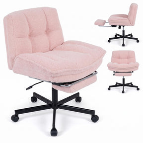 Teddy Plush Office Chair with Footrest & Adjustable Height