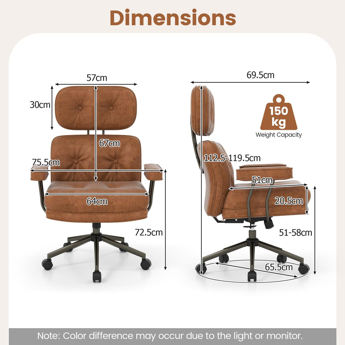 Ergonomic Home Office Chair, Mid Century Modern Suede Fabric Computer Desk Chair w/ Wide Tufted Seat