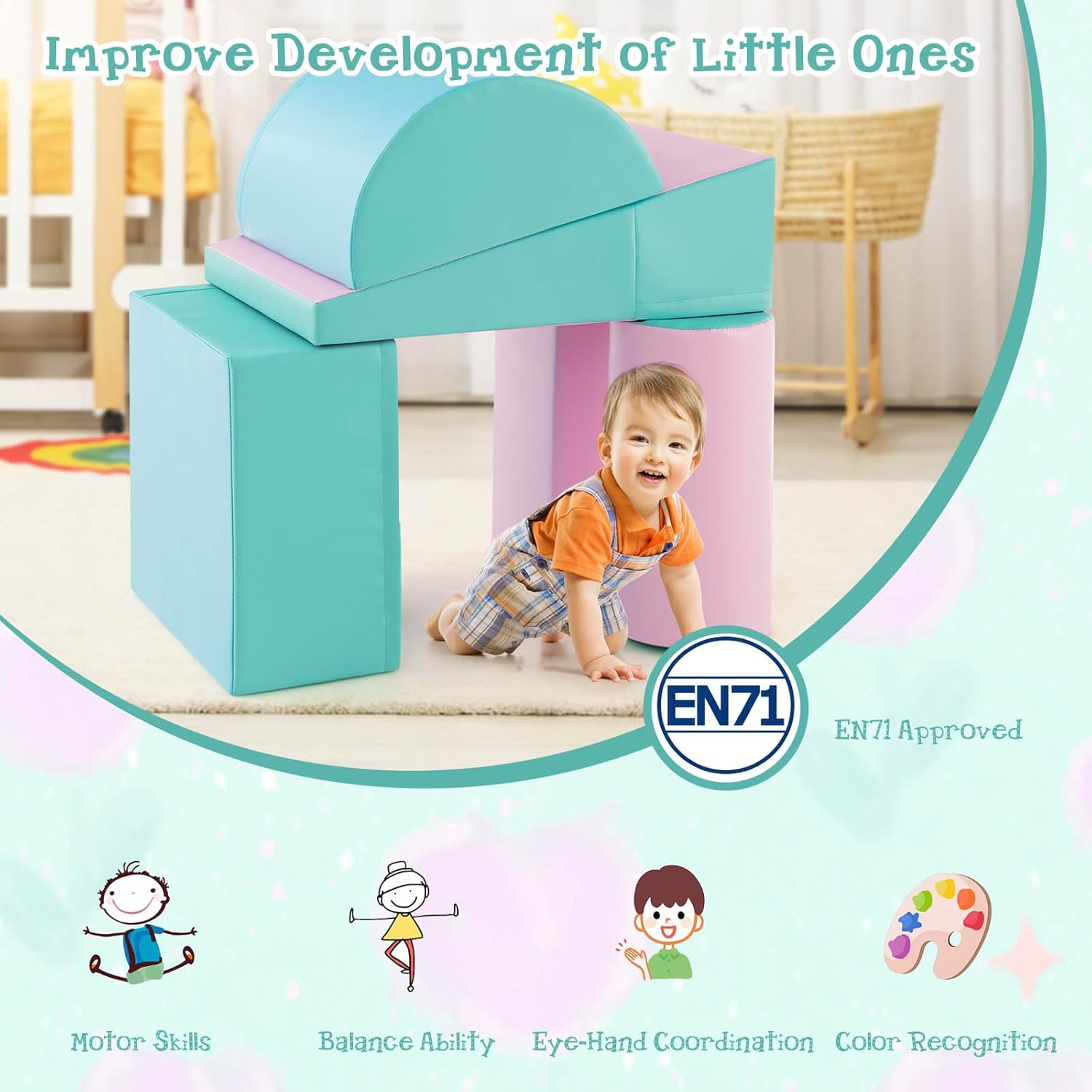 Kid Crawl Climb Foam Shapes Playset for Toddler