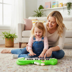 25-Key Kids Piano Keyboard, Dinosaur Shape Toy Digital Piano with Built-in Music & Light