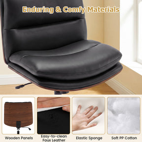 Vanity Office Chair with Wheels, Height Adjustable Swivel Task Chair w/ Curved Backrest & Padded Seat