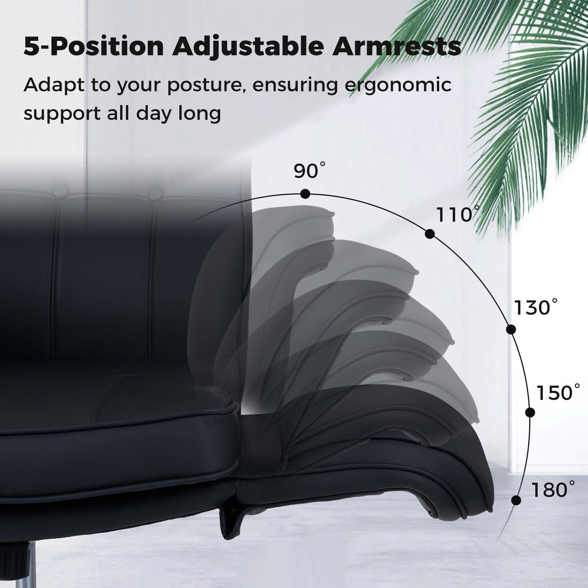 Criss Cross Chair, Adjustable Swivel Vanity Chair with 5-Position Armrests