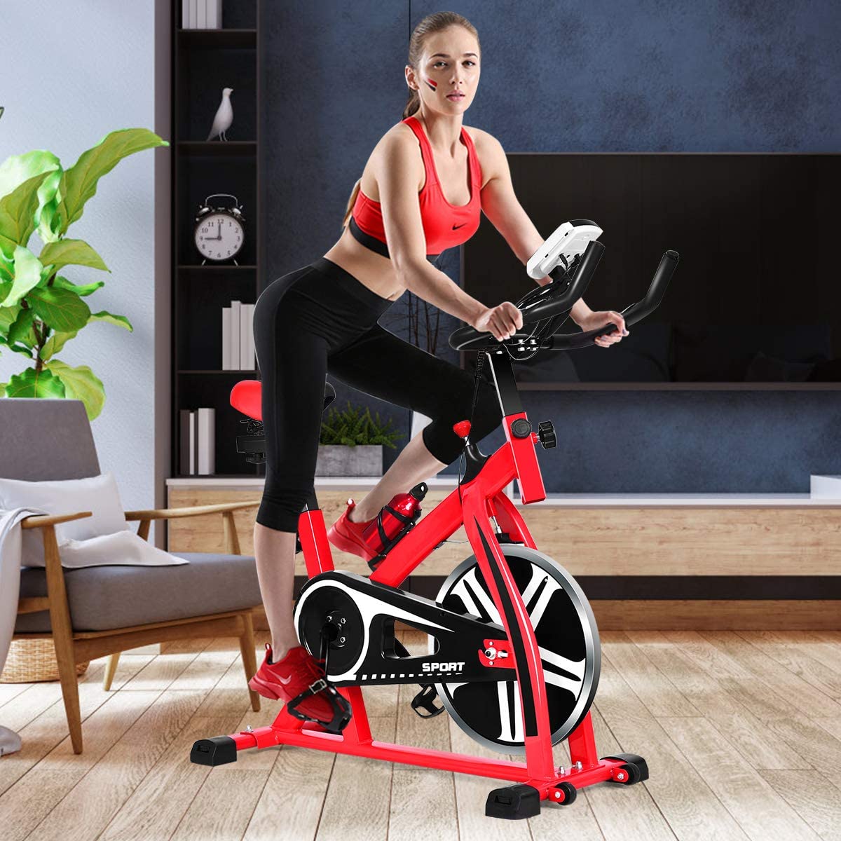 Indoor Adjustable Exercise Bike Cycling Training Bicycle with Adjustable Resistance for Cardio Fitness
