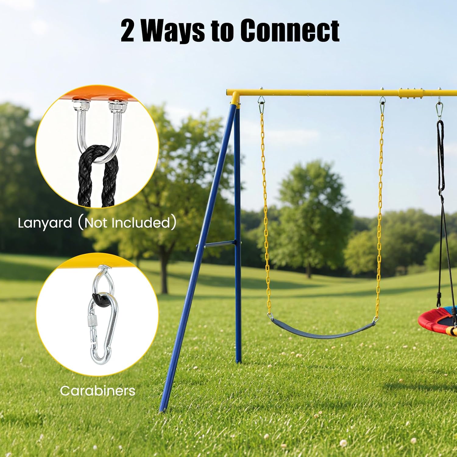 Kids Swing Set, A-Frame Swing Stand with 2-Pack Swing Sets