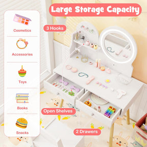 Kids Vanity Set, Princess Dressing Table with Chair