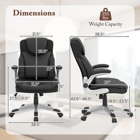 Executive Office Chair, PU Leather Ergonomic Desk Chair with Flip-up Armrests and Height Adjustable