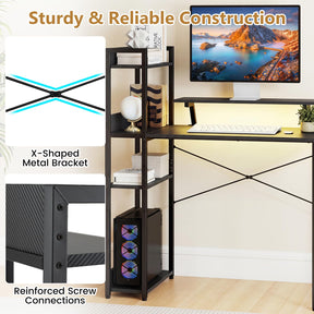 Reversible Computer Desk, Home Office Desk w/Storage Shelf
