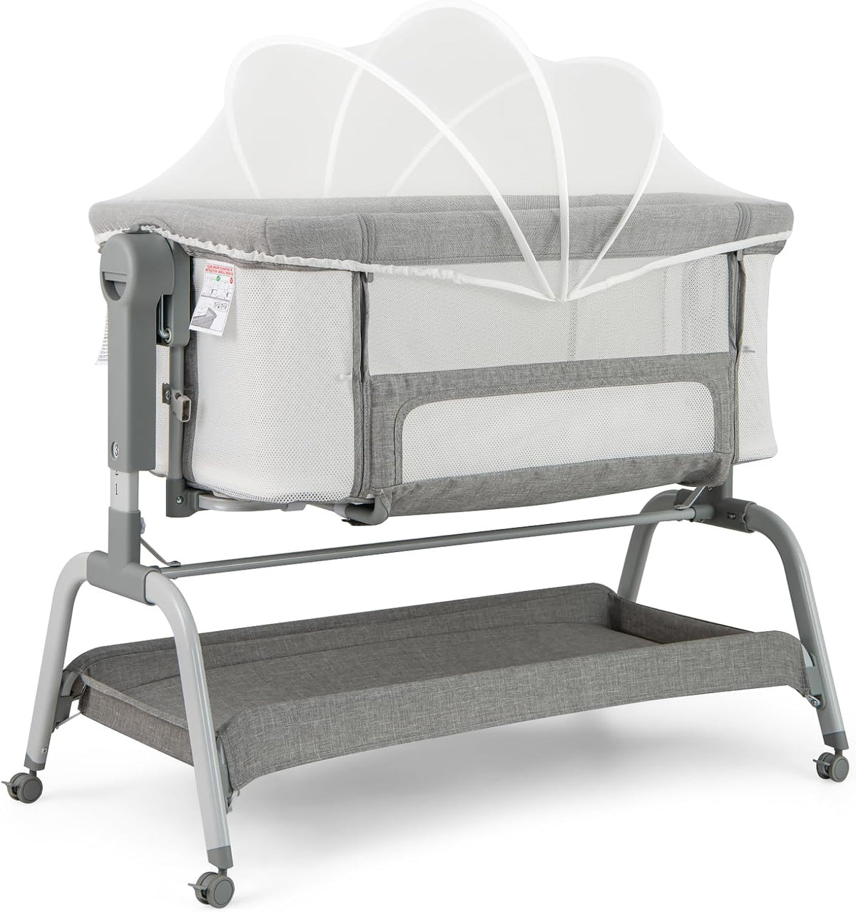 4 in 1 Rocking Baby Bassinet, Newborn Infant Bedside Sleeper w/6 Adjustable Heights