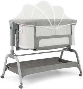 4 in 1 Rocking Baby Bassinet, Newborn Infant Bedside Sleeper w/6 Adjustable Heights