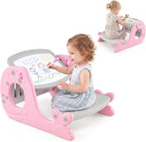 Convertible Kids Activity Table Set, Multi-Functional Angle-Adjustable Toddler Easel w/Erasable Whiteboard