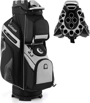 Golf Cart Bag, Molded Lock Top Golf Bag w/14-Way Full Length Dividers