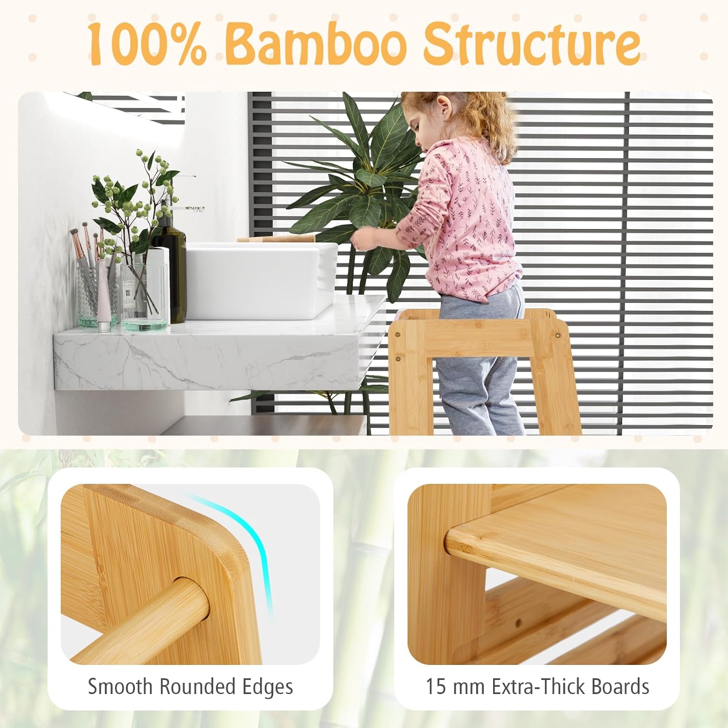 BABY JOY Toddler Standing Tower, Montessori Height Adjustable Kitchen Step Stool for Kids