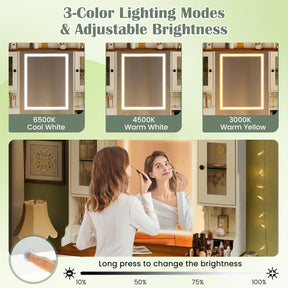 Vanity Desk with Mirror and Lights, Modern Dressing Table with Charging Station