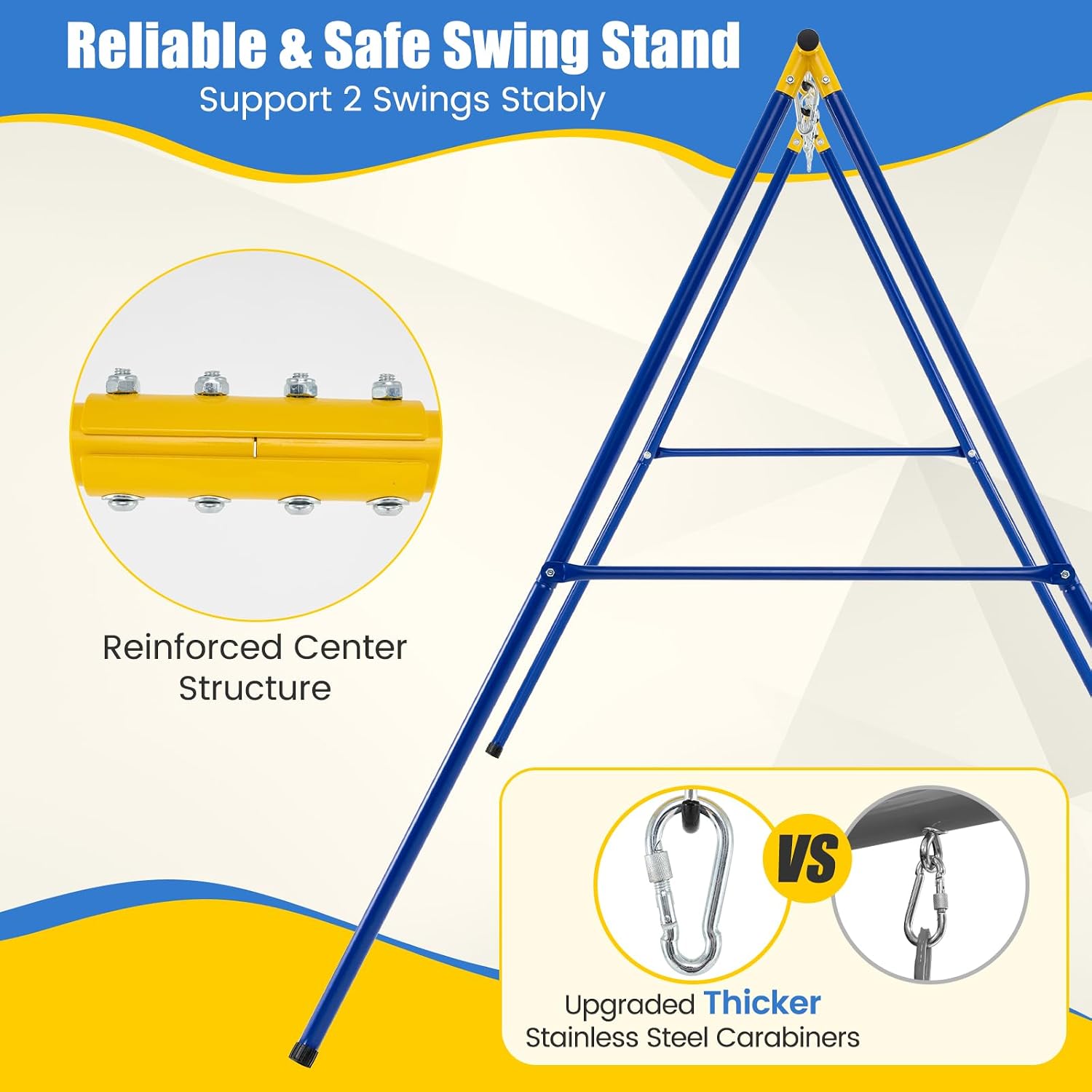Kids Swing Set, A-Frame Swing Stand with 2-Pack Swing Sets