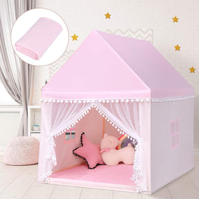Kids Play Tent, Children Play House w/Solid Wood Frame & Cotton Mat