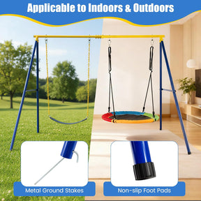 Kids Swing Set, A-Frame Swing Stand with 2-Pack Swing Sets