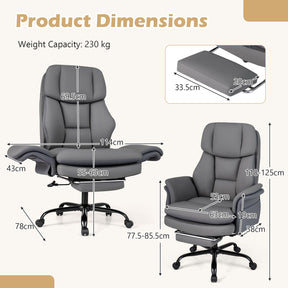 Ergonomic Cross Legged Office Chair, Big & Tall Executive Chair w/Retractable Footrest & 5-Level Adjustable Armrests