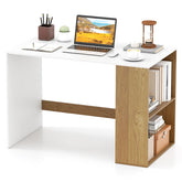 Computer Desk, 112cm Home Office Desk with 2-Tier Bookshelf