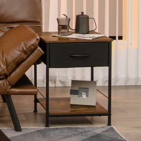 2 Tiers Nightstand for Bedroom, Compact Industrial Style Sofa Side & Bedside Table