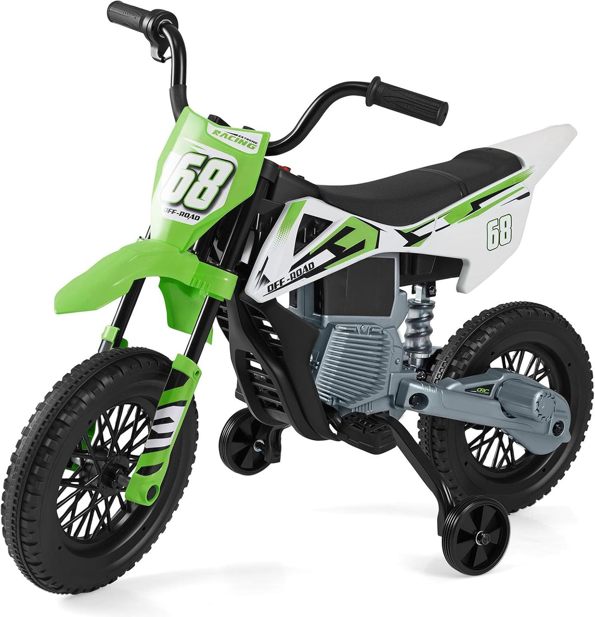 12V Kids Motorcycle, Electric Toddler Ride On Motorcycle with Detachable Training Wheels & Spring Suspension
