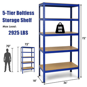 71 inch Heavy Duty Steel Adjustable 5 Level Storage Shelves