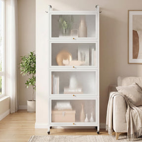 5-Tier Mobile Kitchen Storage Cabinet, Freestanding Metal Pantry Cabinet w/4 Flip-up PC Doors